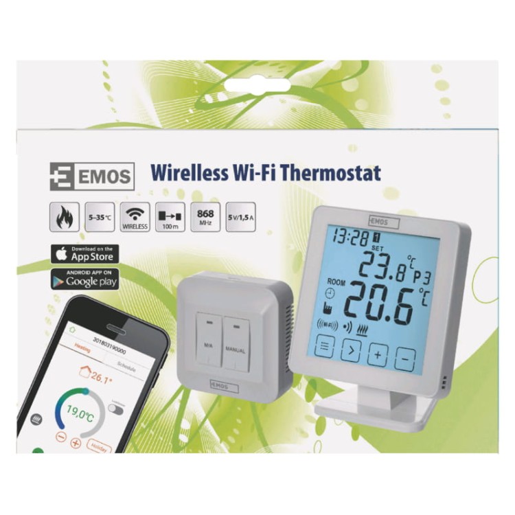 Termostat pokojowy bezprzewodowy SMART Wi-Fi P5623 Emos regulator temperatury sterownik sterowany telefonem smartfonem tabletem przez aplikację