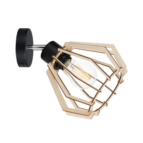 SOLIN kinkiet 1P E27, max.60W, czarny, drewno AD-LD-6382BE27D ADVITI