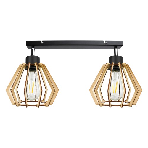SOLIN 2P E27, oprawa ścienno-sufitowa, max. 2x60W, czarna, drewno AD-LD-6383BE27D ADVITI