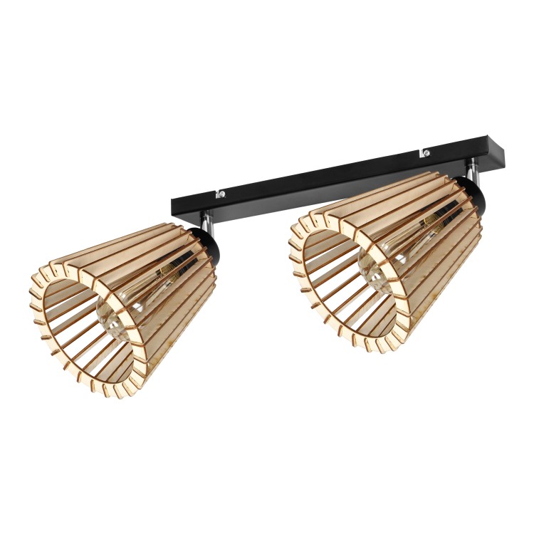 DELOS 2P E27, oprawa ścienno-sufitowa, max. 2x60W, czarna, drewno AD-LD-6405BE27D ADVITI