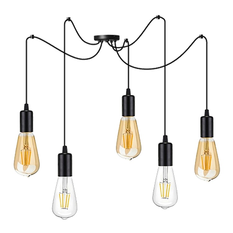 LINO 5P E27, lampa wisząca, max. 5x60W, czarna AD-LD-6360BE27 ADVITI