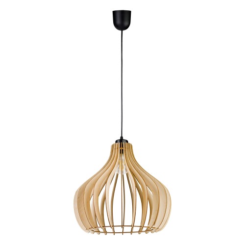 YASIN 400 1P E27, lampa wisząca, max. 60W, czarna, drewno AD-LD-6380BE27D ADVITI