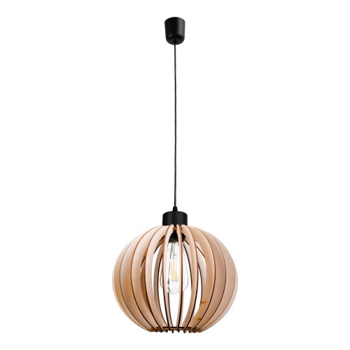 PALLA 270 1P E27, lampa wisząca, max. 60W, czarna, okrągły klosz, drewno AD-LD-6381BE27D ADVITI