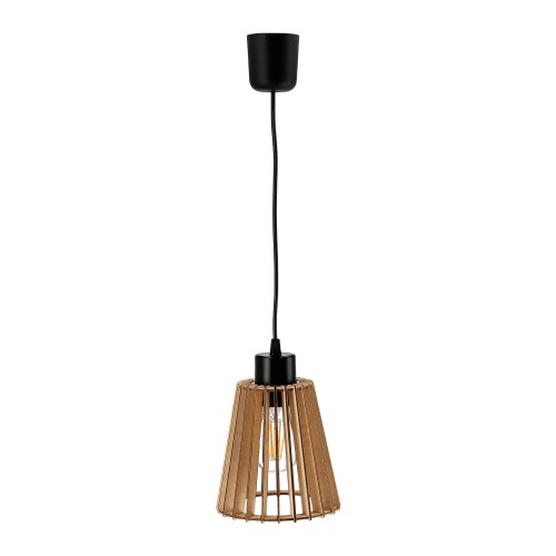 DELOS 1P E27, lampa wisząca, max. 60W, czarna, drewno AD-LD-6407BE27D ADVITI sufitowa nad stół blat wyspę