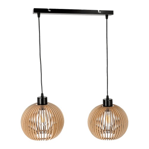 ANAFI 2P E27, lampa wisząca, max. 2x60W, czarna, drewno AD-LD-6412BE27D ADVITI sufitowa nad stół blat wyspę