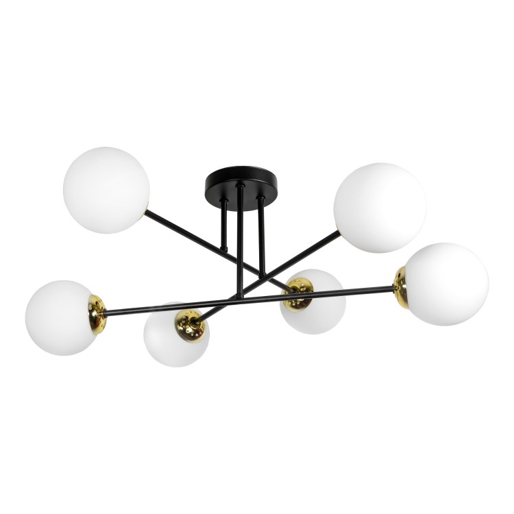 LEIA 6P E27, lampa wisząca, max. 6x60W, czarno-złota AD-LD-6439B-CE27SM ADVITI sufitowa nad stół blat