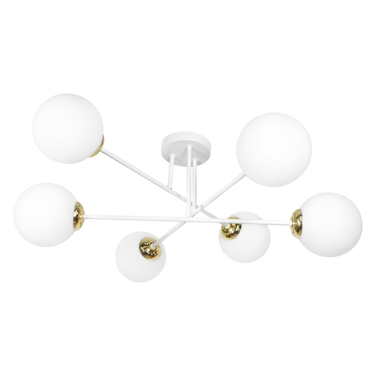 LEIA 6P E27, lampa wisząca, max. 6x60W, biało-złota AD-LD-6439W-CE27SM ADVITI sufitowa nad stół blat wyspę sufitowa nad stół blat