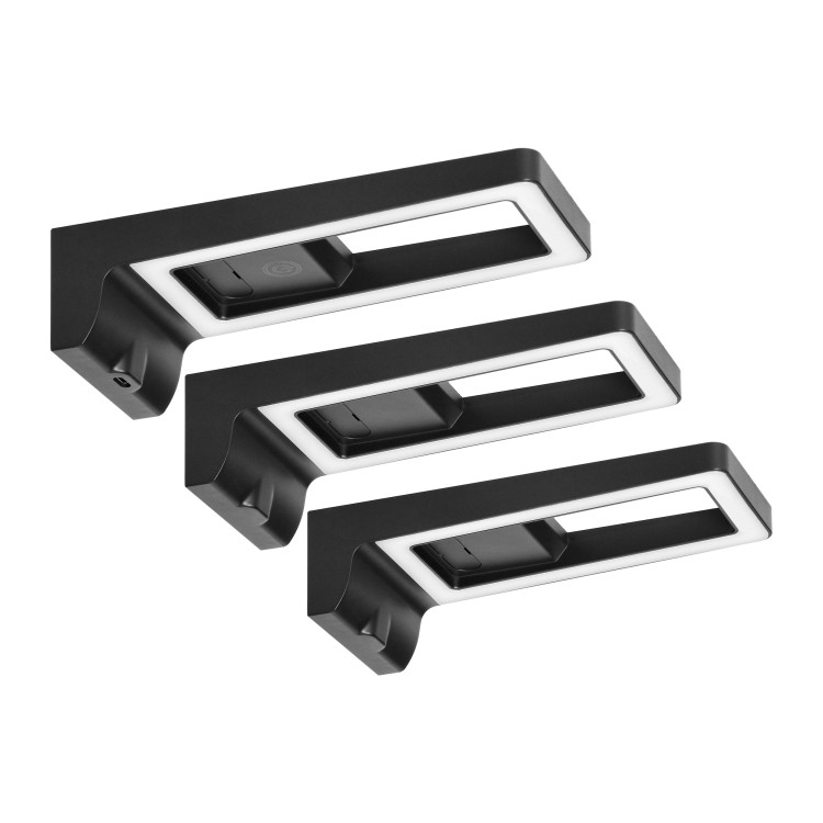 ARTUS zestaw 3 lamp podszafkowych LED, 3x3W, 3x225lm, 4000K, z włącznikiem dotykowym i USB, czarne AD-OM-6475L4/B ADVITI