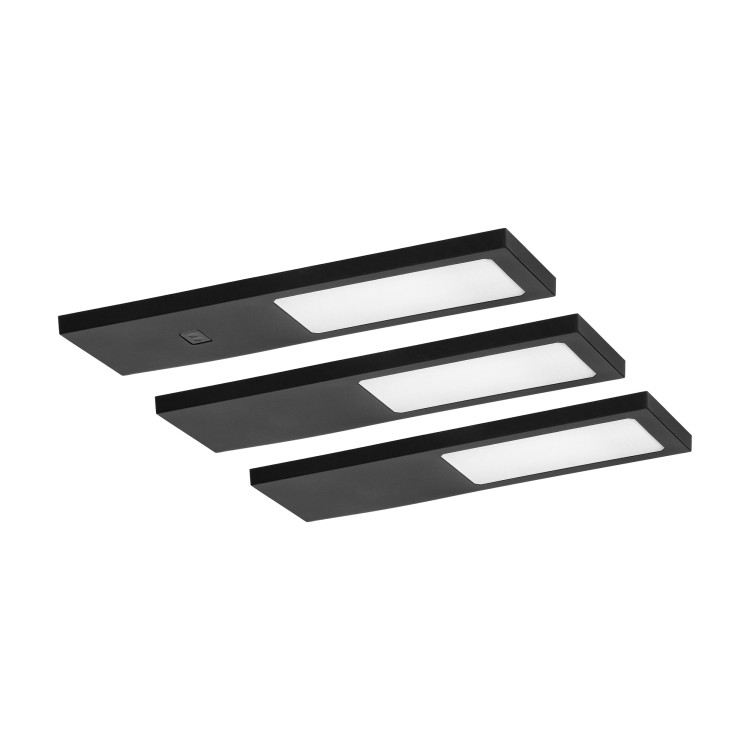 PLANA zestaw 3 lamp podszafkowych LED, 3x4W, 3x240lm, 4000K, z włącznikiem bezdotykowym, czarne AD-OM-6477L4/B ADVITI