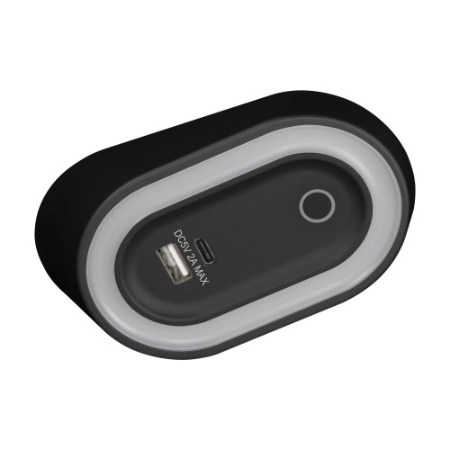 AGRA lampka podszafkowa LED 2,5W, 80lm, 4000K, z włącznikiem bezdotykowym i funkcją ładowania USB A+C, czarna AD-OM-6564L4/B/USB ADVITI
