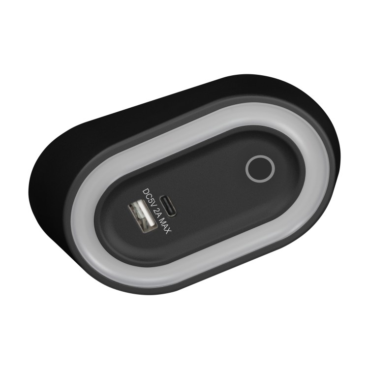 AGRA lampka podszafkowa LED 2,5W, 80lm, 4000K, z włącznikiem bezdotykowym i funkcją ładowania USB A+C, czarna AD-OM-6564L4/B/USB ADVITI