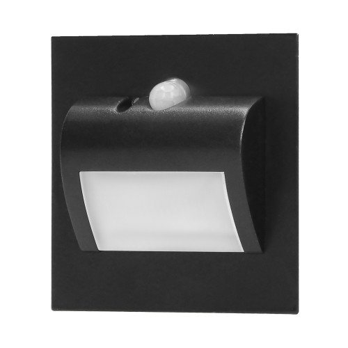 DRACO LED NEW 1,5W, oprawa schodowa podtynkowa, 12VDC, 30lm, 6000K, czarny, czujnik ruchu i zmierzchu AD-OS-6164LR6/B ADVITI