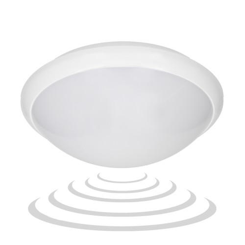 BREVA, plafon oświetleniowy z mikrofalowym czujnikiem ruchu, 60W, E27, IP44, poliwęglan mleczny AD-PL-316WE27PMM ADVITI