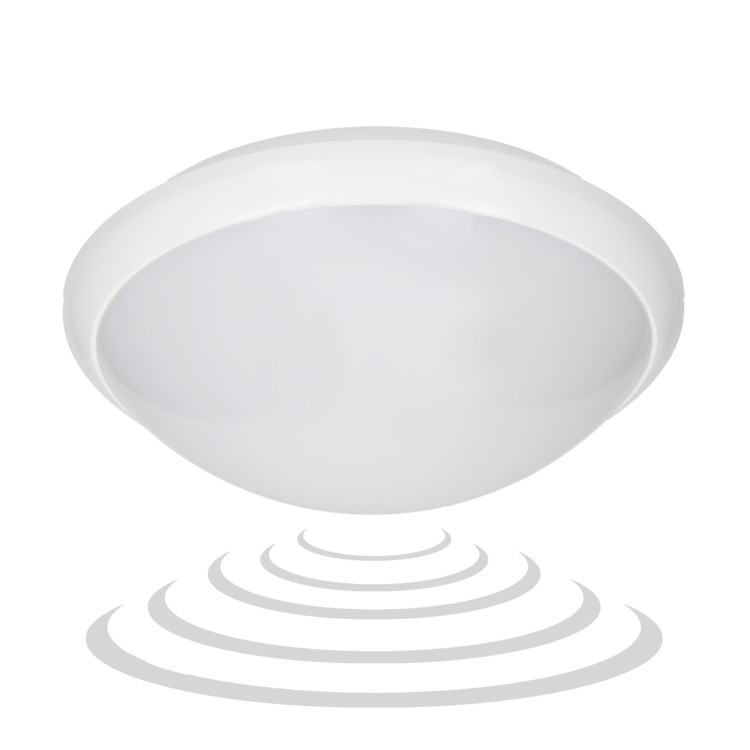 BREVA, plafon oświetleniowy z mikrofalowym czujnikiem ruchu, 60W, E27, IP44, poliwęglan mleczny AD-PL-316WE27PMM ADVITI