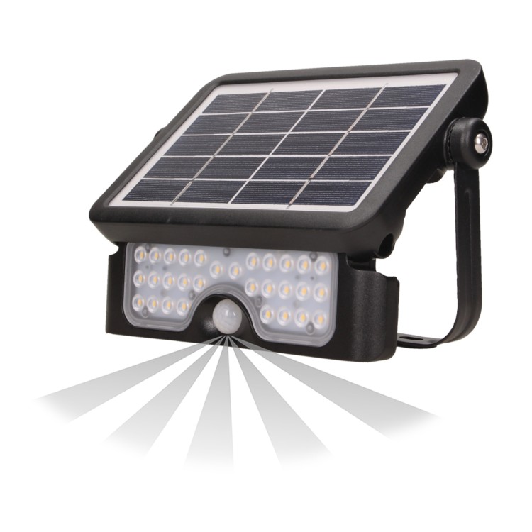 LUX LED 5W, naświetlacz solarny z czujnikiem ruchu 500lm, IP65, 4000K, 2x1500mAh, czarny AD-SL-6108BLR4 ADVITI