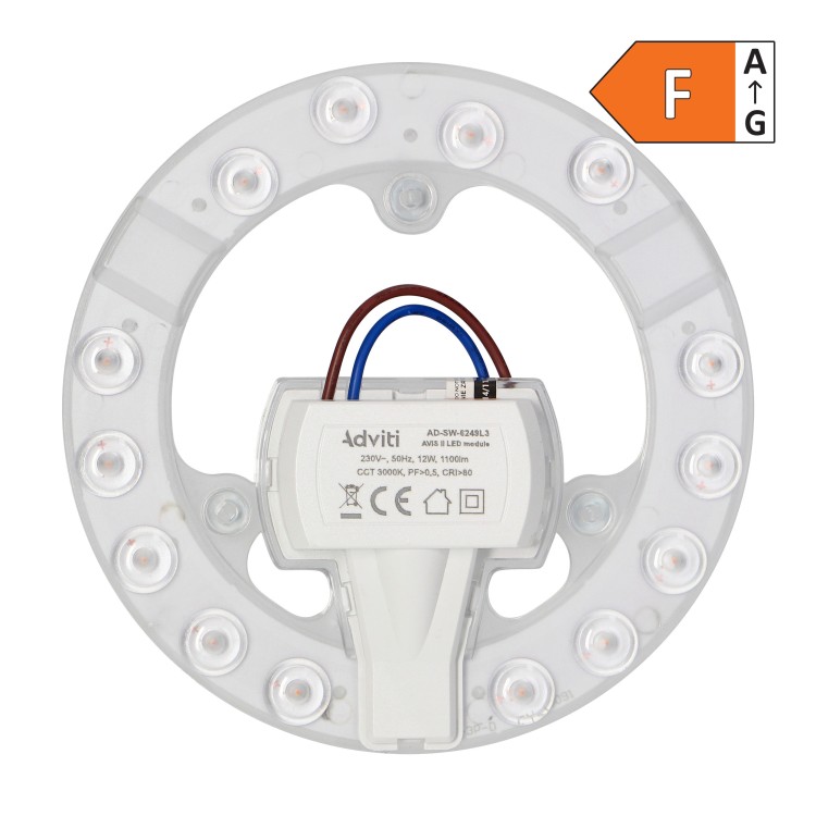 AVIS II LED 12W, panel świetlny, 1100lm, 3000K, 3 neodymowe magnesy, Ø 137 AD-SW-6249L3 ADVITI