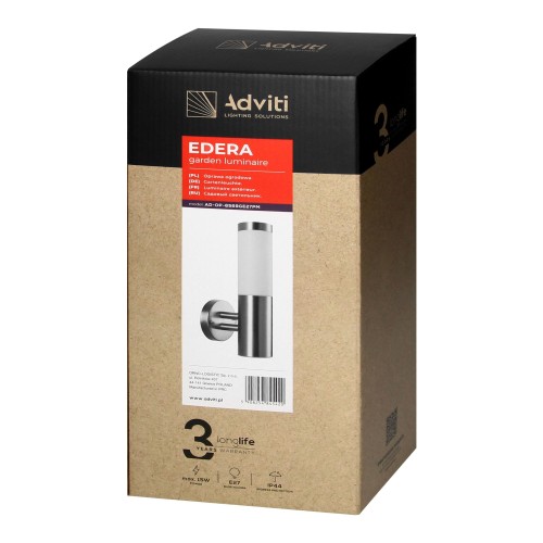 EDERA oprawa ogrodowa, E27, max. 15W, IP44, stal nierdzewna AD-OP-6569GE27PM ADVITI Kinkiet