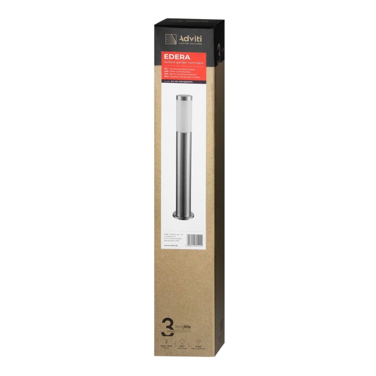 EDERA oprawa ogrodowa słupek, E27, max. 15W, IP44, 65 cm, stal nierdzewna AD-OP-6571GE27PM ADVITI