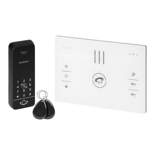 SANDI, zestaw domofonowy jednorodzinny, bezsłuchawkowy 2-żyłowy, z szyfratorem i czytnikiem breloków zbliżeniowych, biały OR-DOM-BA-933/W ORNO Home