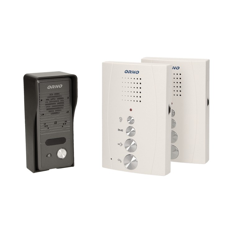 ELUVIO INTERCOM, zestaw domofonowy jednorodzinny, 5-żyłowy, z interkomem, bezsłuchawkowy, biały OR-DOM-RE-920/W ORNO Home