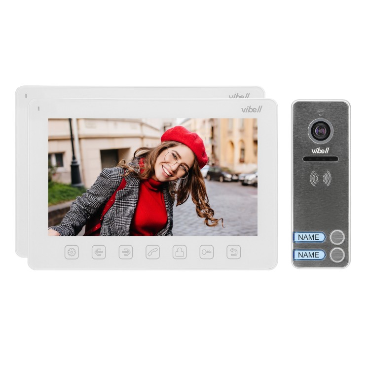 NOVEO MULTI2, zestaw wideodomofonowy 2-rodzinny, bezsłuchawkowy, kolor, LCD 7", menu OSD, sterowanie bramą, biały OR-VID-EX-1063/W ORNO Home