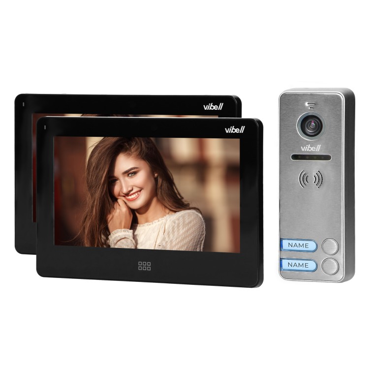 FELIS MEMO MULTI2, zestaw wideodomofonowy 2-rodzinny, bezsłuchawkowy kolor, LCD 7", dotykowy, menu OSD, pamięć, gniazdo na kartę SD, DVR, sterowanie bramą, czarny OR-VID-EX-1064/B ORNO Home