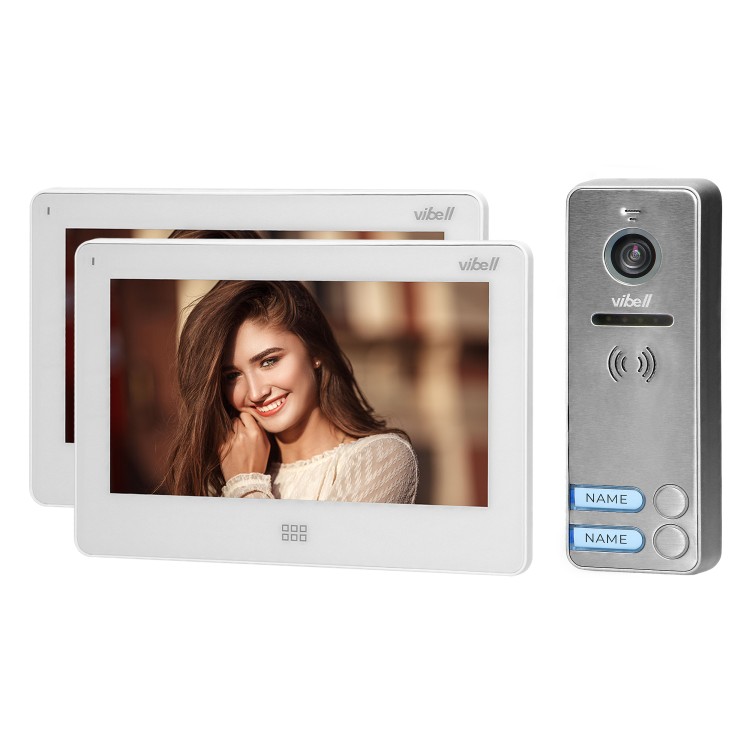 FELIS MEMO MULTI2, zestaw wideodomofonowy 2-rodzinny, bezsłuchawkowy kolor, LCD 7", dotykowy, menu OSD, pamięć, gniazdo na kartę SD, DVR, sterowanie bramą, biały OR-VID-EX-1064/W ORNO Home