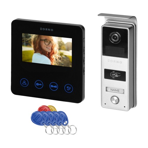 PACTO, zestaw wideodomofonowy, bezsłuchawkowy, monitor 4,3" LCD, z czytnikiem kart i breloków zbliżeniowych 125kHz OR-VID-MB-1083/B ORNO Home