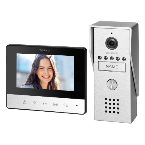 LIRA, zestaw wideodomofonowy jednorodzinny, 4-żyłowy, kolor, LCD 4,3", z aluminiową wideo kasetą VI-VID-RO-1077 ORNO Home