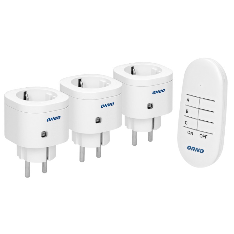 Zestaw bezprzewodowych mini gniazd sterowanych pilotem 3+1, wersja Schuko OR-GB-438(GS) ORNO Home