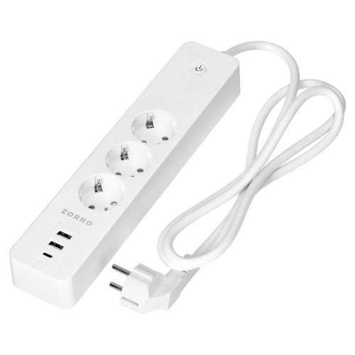 Przedłużacz z 3 gniazdami Schuko z uziemieniem i wyłącznikiem 2xUSB, Tuya Smart Wi-Fi, biały OR-SH-17520(GS)/W ORNO Home
