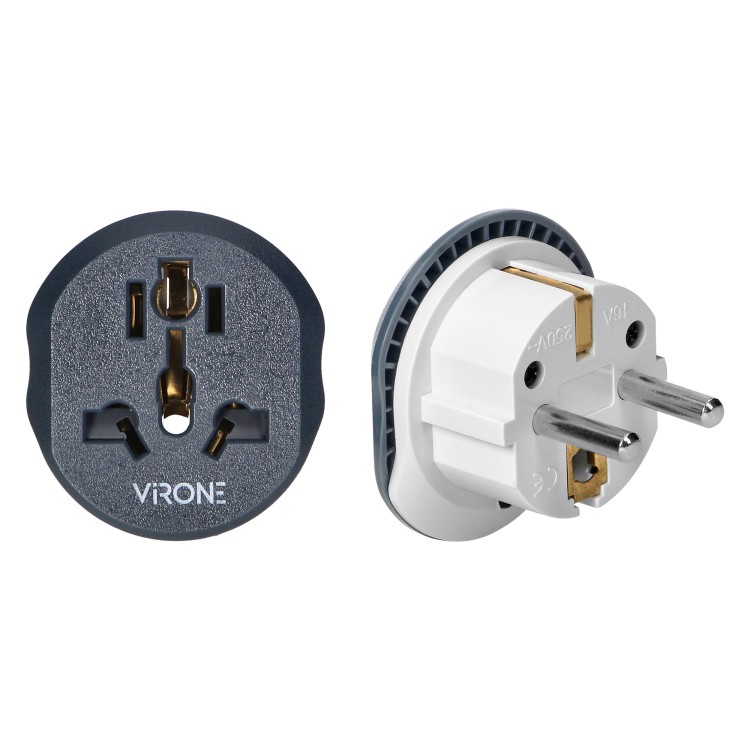 Adapter podróżny - Go to Europe, 230V/13A, uniwersalne gniazdo, wtyczka Uni-Schuko, szary TA-5 Virone