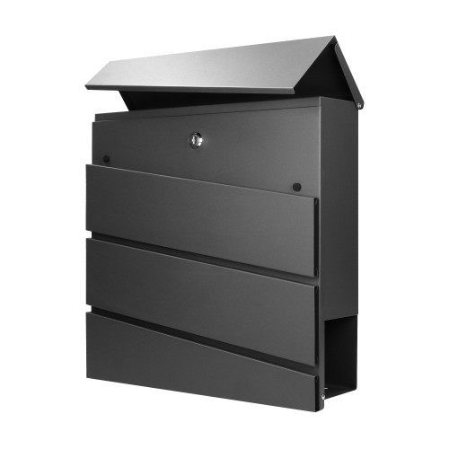 Skrzynka na listy BORNEO z galwanizowanej stali z gazetnikiem, kolor czarny MB-1/B Virone