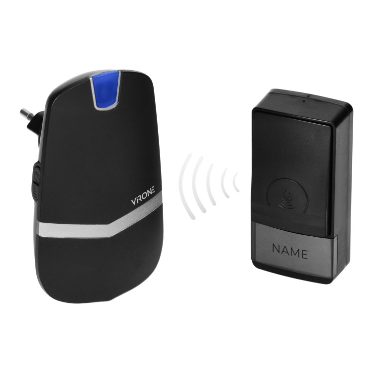 Dzwonek bezprzewodowy LAXAN AC, sieciowy, przycisk bezbateryjny, 20 dźwięków, 150m DB-4/B Virone