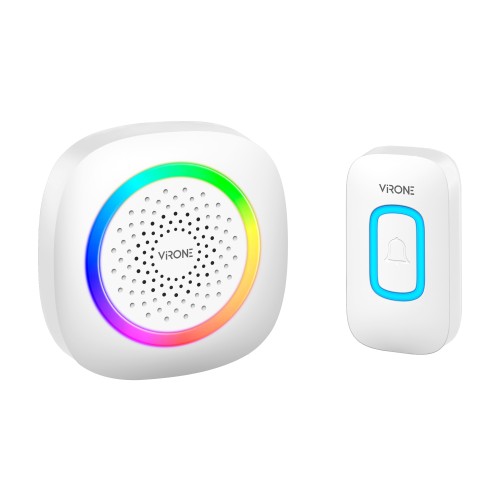 PELA AC, dzwonek bezprzewodowy sieciowy, learning system, 60 dźwięków, LED RGB, 300m, biały DB-7/W Virone