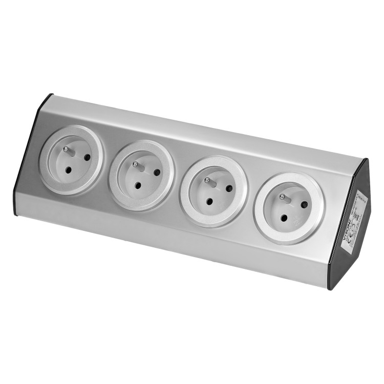 Gniazda meblowe, kuchenne montowane na rzepy 4x2P+Z INOX, FS-1 Virone