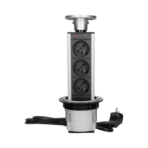 Gniazdo meblowe Ø8cm wysuwane z blatu, z przewodem 1,8m, 3x2P+Z FS-18 Virone