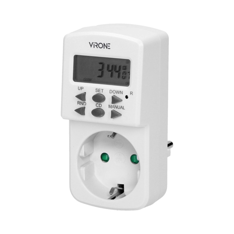 Elektroniczny programator czasowy, MINI, 1800W, 8A, 10 programów, wersja Schuko DT-2(GS) Virone