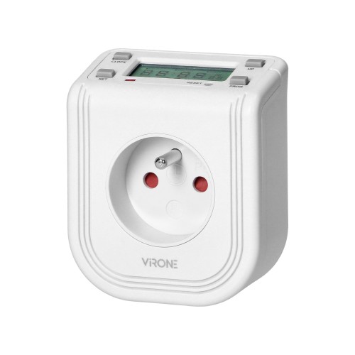 Elektroniczny programator czasowy z górnym wyświetlaczem LCD, 230 VAC 3680W, 16 punktów przełączenia, symulator obecności. DT-4 Virone