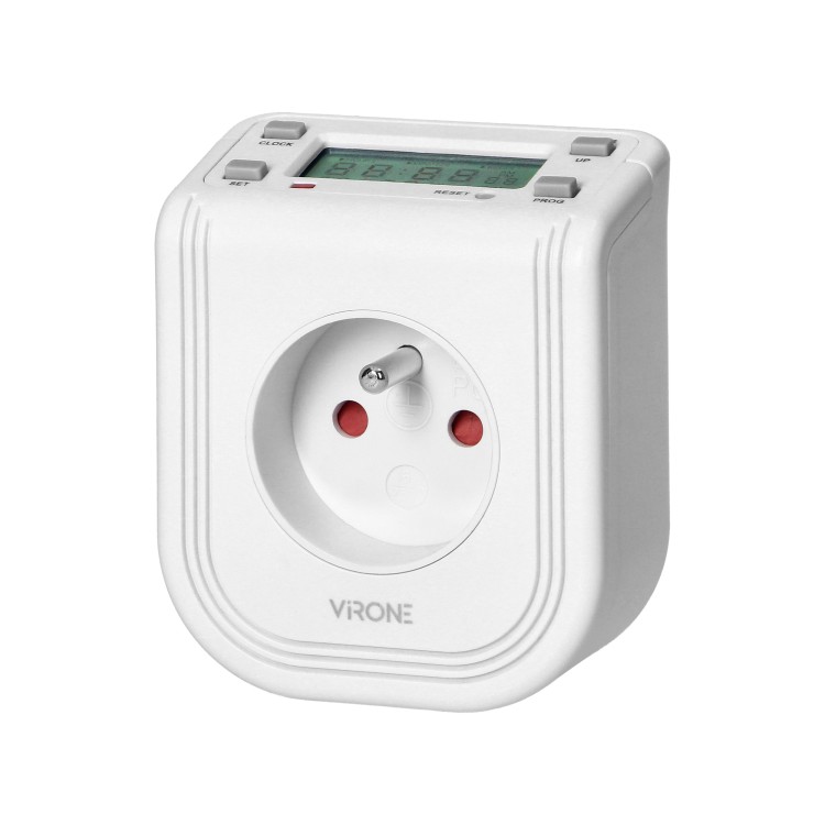 Elektroniczny programator czasowy z górnym wyświetlaczem LCD, 230 VAC 3680W, 16 punktów przełączenia, symulator obecności. DT-4 Virone
