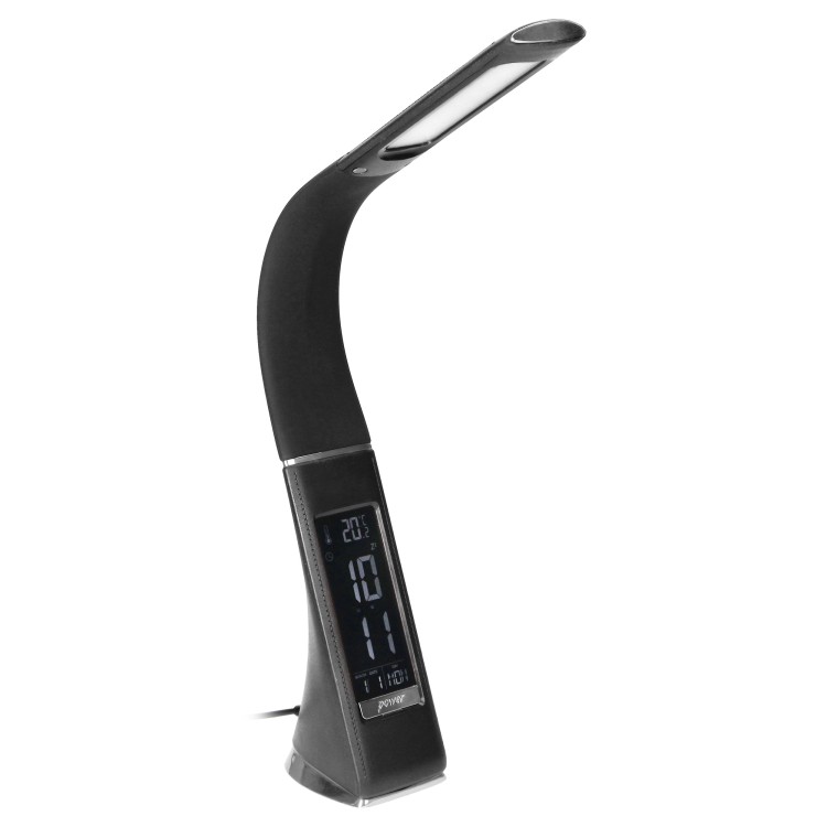 DOLOMIT LED 5W, lampka biurkowa z budzikiem, 400lm, 4000K, czarna DL-12/B Virone