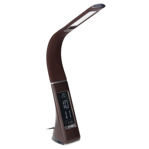 DOLOMIT LED 5W, lampka biurkowa z budzikiem, 400lm, 4000K, brązowa DL-12/BR Virone