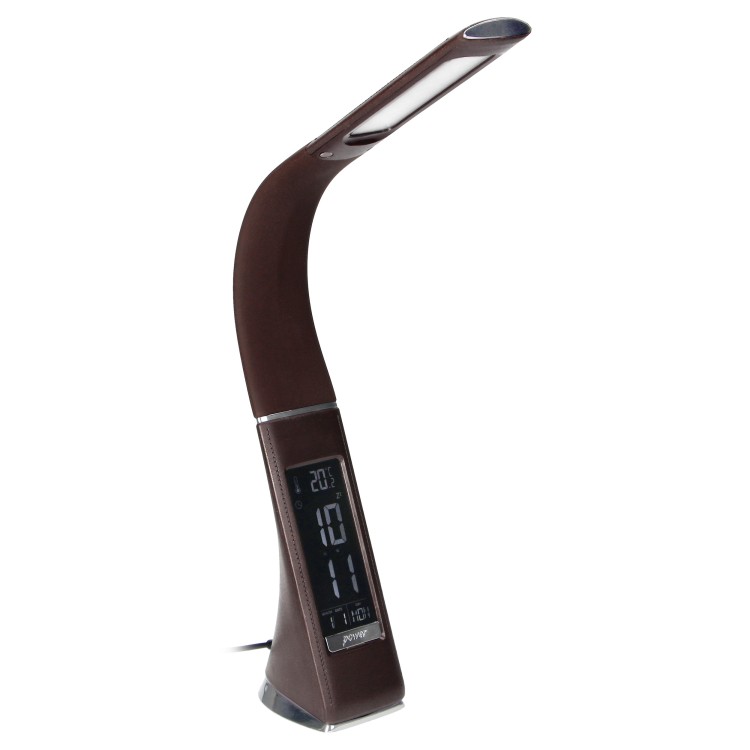 DOLOMIT LED 5W, lampka biurkowa z budzikiem, 400lm, 4000K, brązowa DL-12/BR Virone