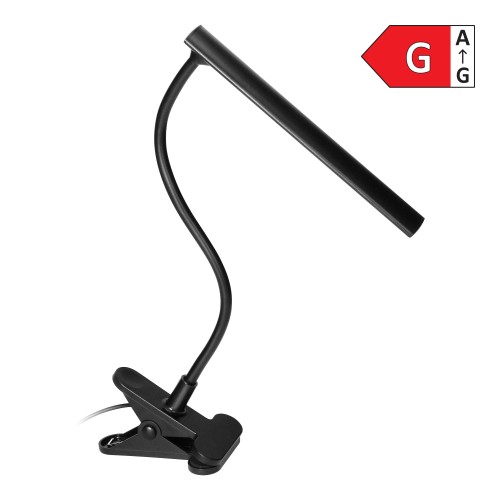 TERI LED, lampka biurkowa z klipsem, 5W, 260lm, 4000K, czarna DL-15/B Virone
