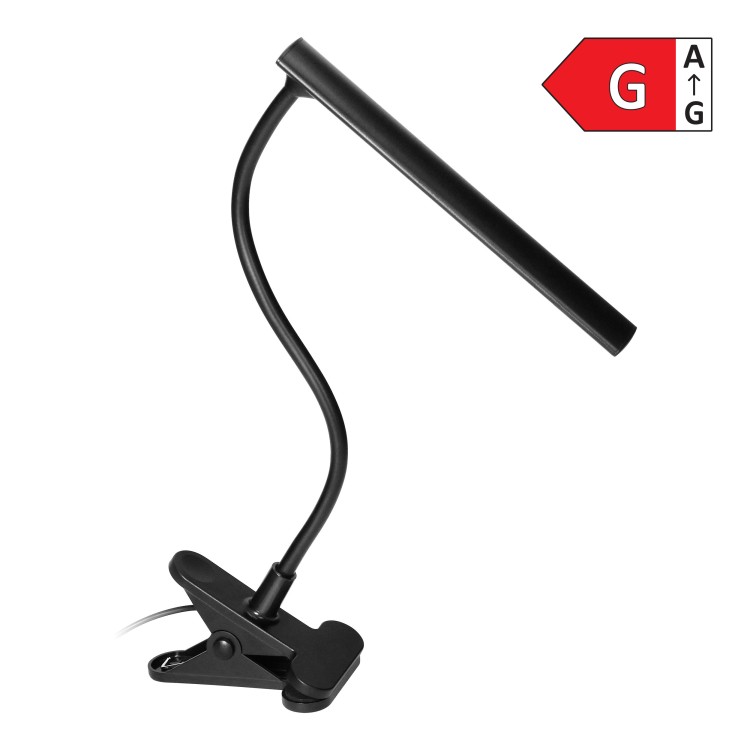TERI LED, lampka biurkowa z klipsem, 5W, 260lm, 4000K, czarna DL-15/B Virone