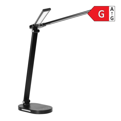 ERGO LED, lampka biurkowa z ładowarką USB, 8W, 400lm, 3000-4000-6000K, zmiana barwy światła, funkcja ściemniania, czarna DL-17/B Virone