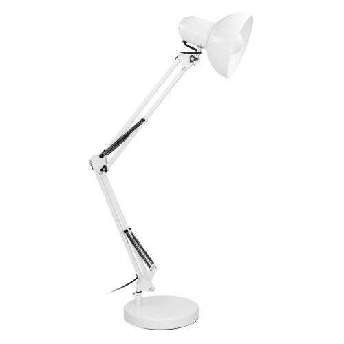 DEON, lampa biurkowa, 60W, E27, wysoka, stal, biała DL-2/W Virone