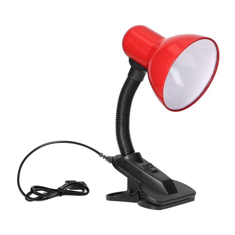 LATSA, lampa biurkowa z klipsem, 40W, E27, stal + tworzywo, czerwona DL-3/R Virone