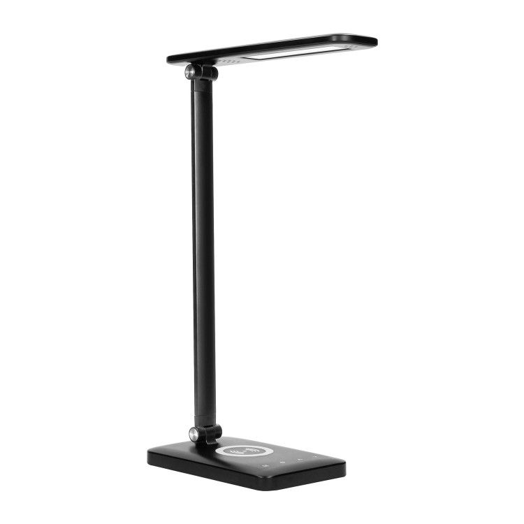 ISIYO LED 7W Lampka biurkowa z ładowarką indukcyjną i usb. 390lm, 3000-4000-6000K, zmiana barwy temperaturowej i funkcja ściemniania, czarna DL-5/B Virone