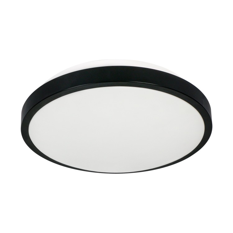 SELENE plafon, 2xE27 z mikrofalowym czujnikiem ruchu, 2x60W, klosz matowy - polistyren, IP54, czarny CL/2XE27-10MV/B Virone
